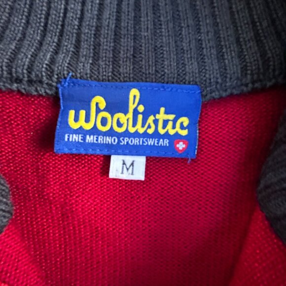 Woolistic Fine Merino Sportswear U.C. Vittoria Red 1/4 Zip Sweater Medium Unisex - Picture 3 of 7